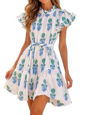 Victoria Dunn Floral Blue and White Women's Dress size S